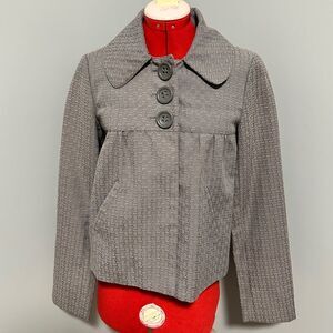 B’s Closet Gray Geometric Print Cotton Blend Pocket Jacket Size S